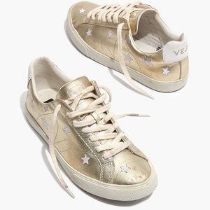 Madewell x Veja™ Esplar Low Sneakers in Star-Embroidered Gold Leather Size 8